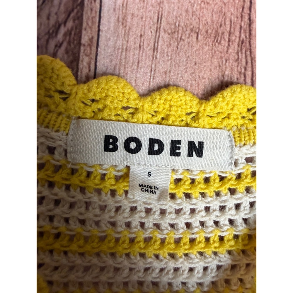 Boden Crochet Open Knit Sweater Tank Scallop Yellow White Summer Resort Small - Picture 7 of 8